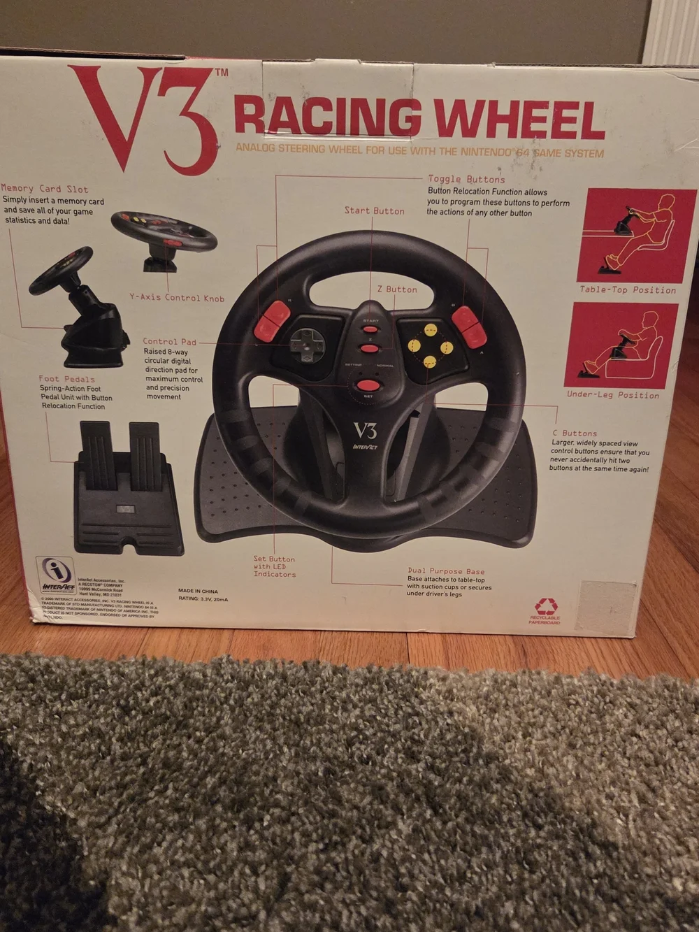 V3 Racing Wheel Analog Steering Wheel Nintendo 64 controller